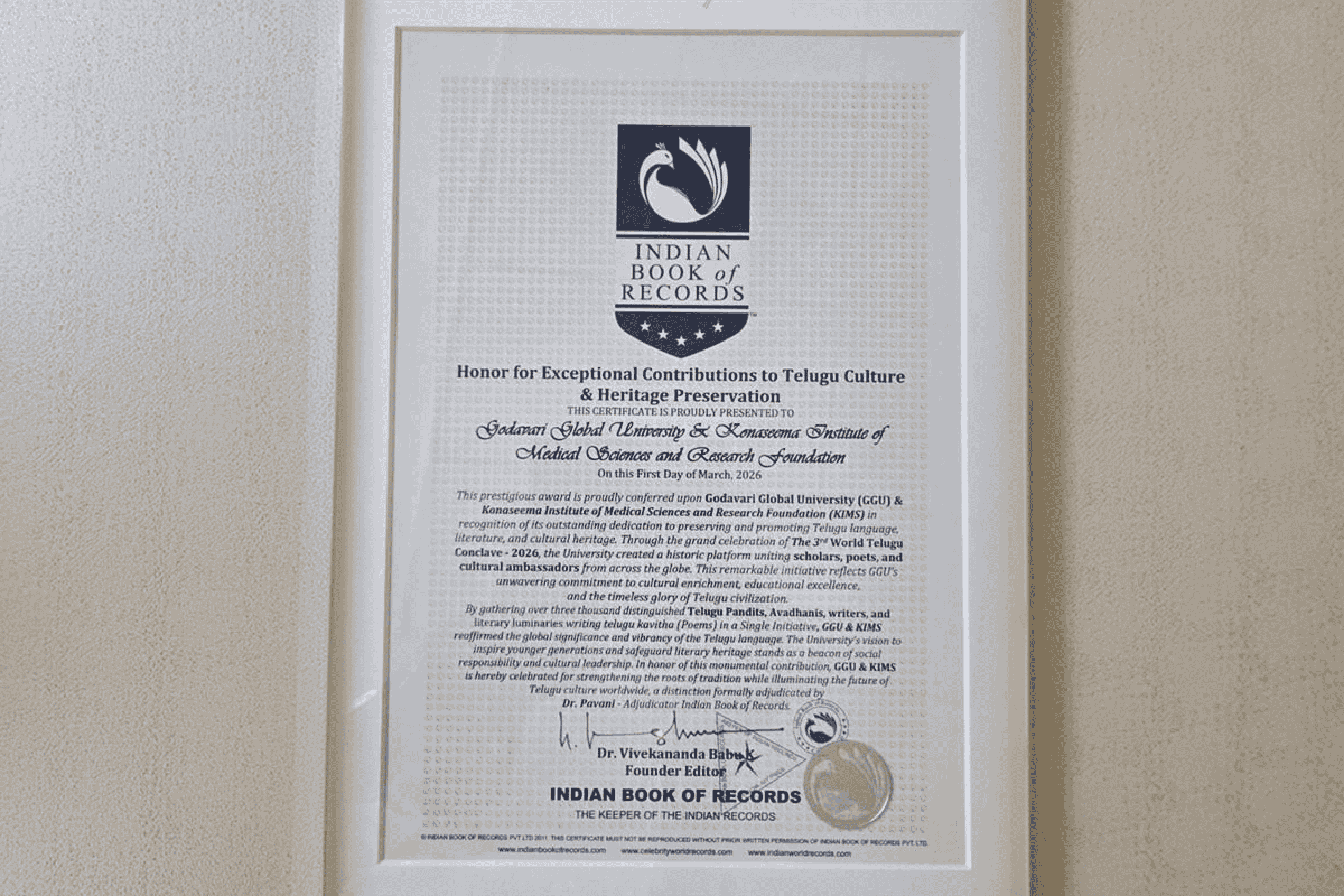 Felicitation of the Organising Chairman